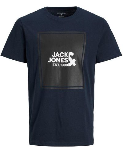 Jack & Jones Box Logo Short Sleeve T-shirt - Blue