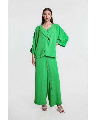Be You Knot Front Top And Trouser Set - Green