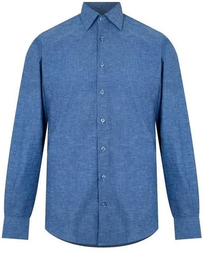 Patrick Grant Studio James Tailored Fit Cotton Shirt - Blue