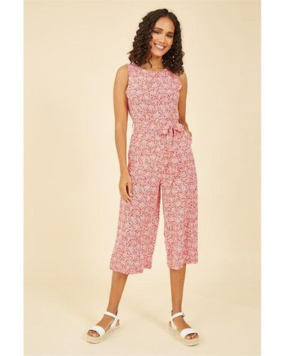 Mela London Ditsy Floral Print Culotte Jumpsuit - Pink