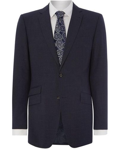 Simon Carter Textured Regular Fit Suit Jacket - Blue