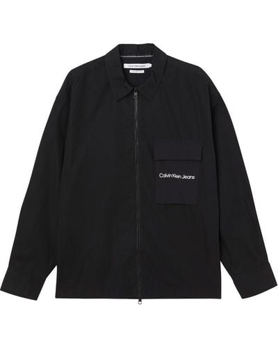 Calvin Klein Mix Media Overshirt - Black