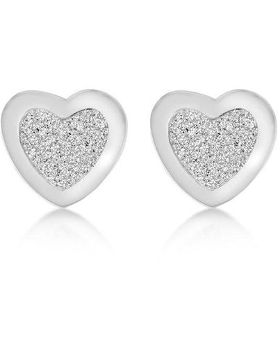 Be You Sterling Stardust Heart Studs - White