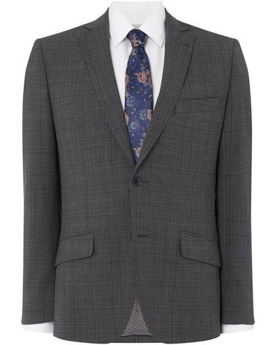 Turner and Sanderson Warner Slim Fit Check Suit Jacket - Grey