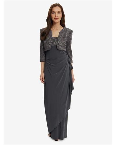 Gina Bacconi Isy Jacquard Knit & Matte Jersey Gown - Black
