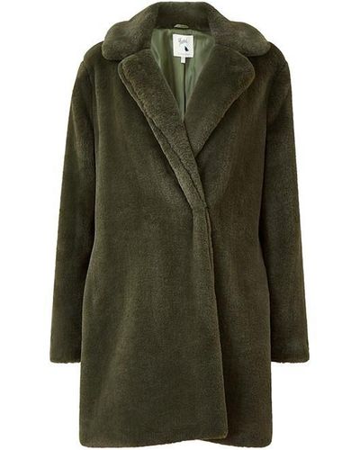 Yumi' Khaki Faux Fur Coat - Green