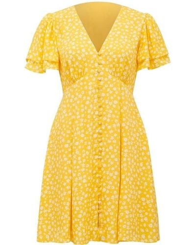 Forever New Pria Button Through Mini Dress - Yellow