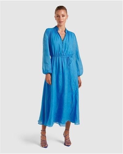 Forever New Gwen Button Up Midi Dress - Blue