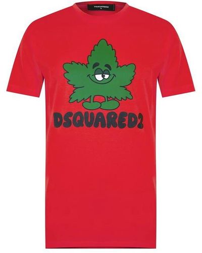 DSquared² Graphic Weed T-shirt - Red