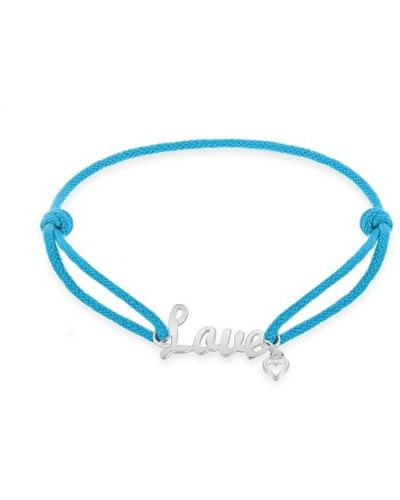 Be You Sterling Silver Cord 'love' Charm Bracelet - Blue