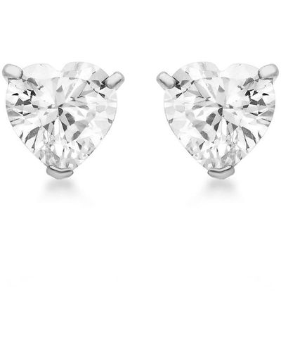 Be You Sterling Cz Heart Studs - White
