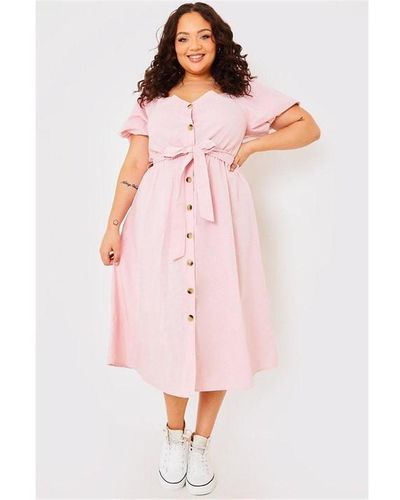 In The Style The Style X Stacey Solomon Curve Button Down Tie Waist Pull Sl... - Pink