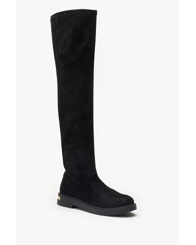 Be You Flat Faux Suede Stretch Tall Boot - Black