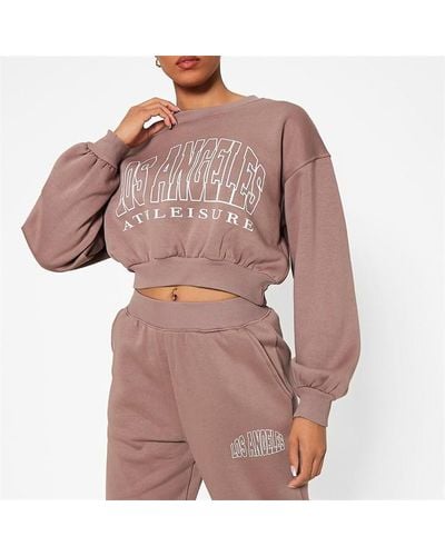 I Saw It First Graphic Print Cropped Sweatshirt Co-ord - Pink