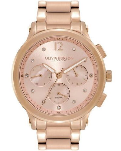 Olivia Burton Luxe 38mm Multi-function Blush & Carnation Bracelet Watch - Pink