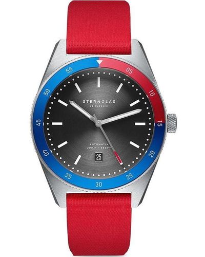 Sternglas Sport (red Strap) Stainless Steel Analogue Watch - Blue