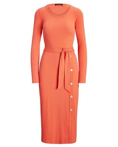 Lauren by Ralph Lauren Belted Dress - Orange