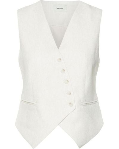 Vero Moda Vm Linen Waistcoat Ld43 - White
