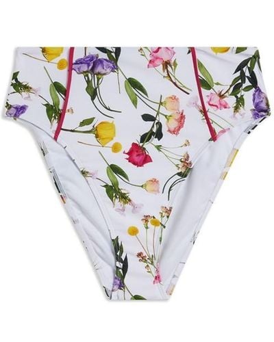 Ted Baker Rosaby High Waisted Floral Bikini Bottoms - White