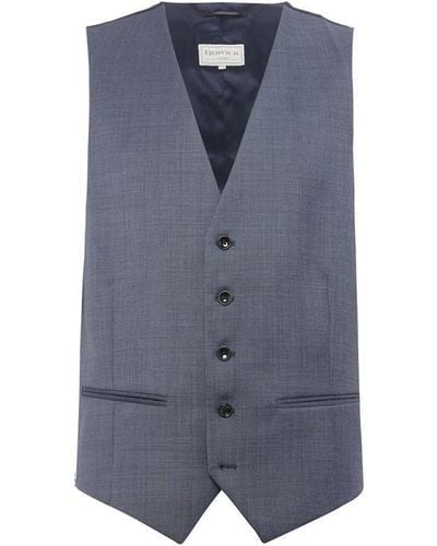 Howick Brerard Textured Suit Waistcoat - Blue