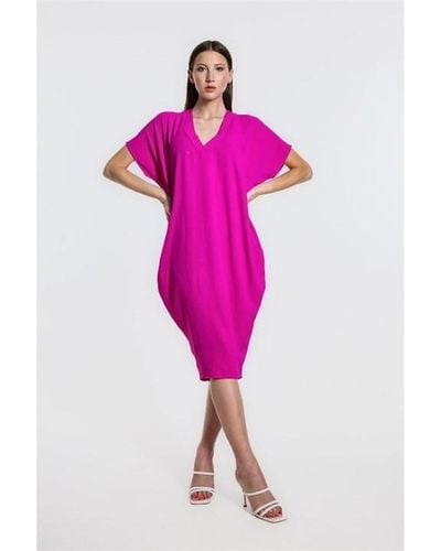 Be You V-neck Trapeze Dress - Pink