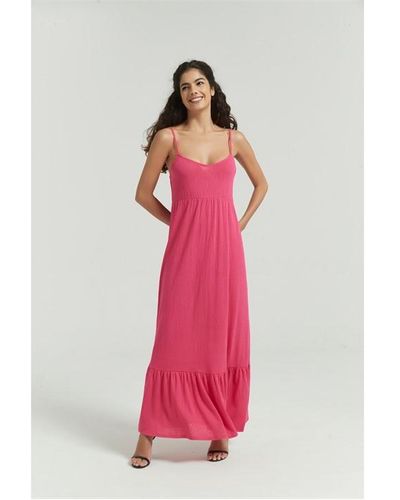 Be You Tiered Maxi Beach Dress - Pink