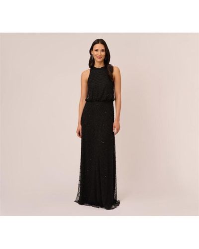 Adrianna Papell Beaded Halter Gown - Black
