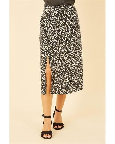 Yumi' Leopard Print Midi Skirt - Natural
