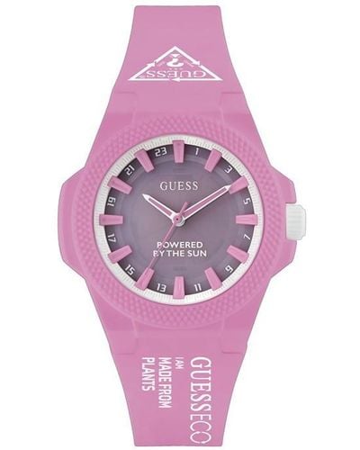 Guess Nylon Fashion Analogue Quartz Watch - Pink