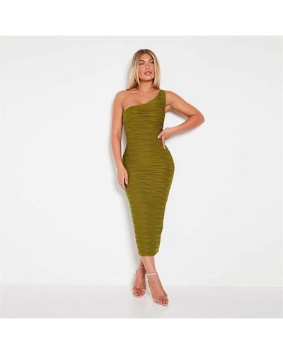 I Saw It First Textured One Shoulder Maxi Dress - Green