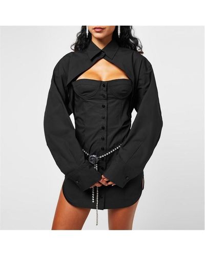 The Attico Mini Shirt Dress - Black