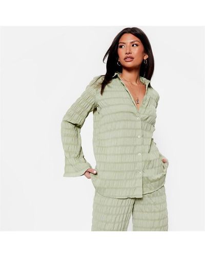 I Saw It First Textured Oversized Shirt Co-ord - Green