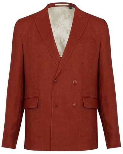 Ted Baker Shutton Wool Linen Mix Db Jacket - Red