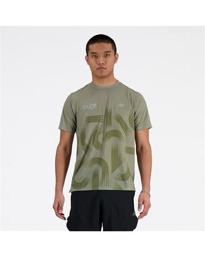 New Balance London Edition Printed Athletics Run T-shirt - Green