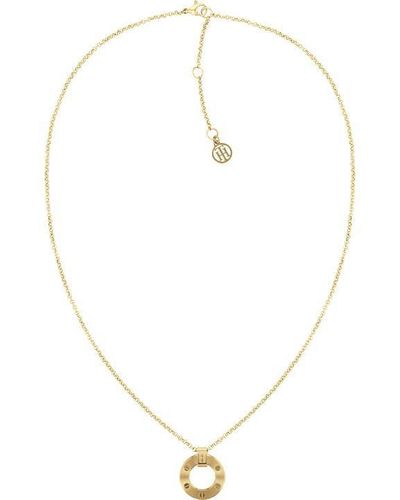 Tommy Hilfiger Gold Circular Pendant Necklace - Metallic