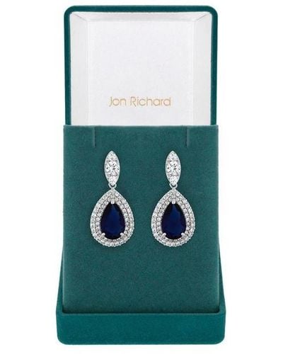 Jon Richard Plated Cz Blue Drop Earrings - Green
