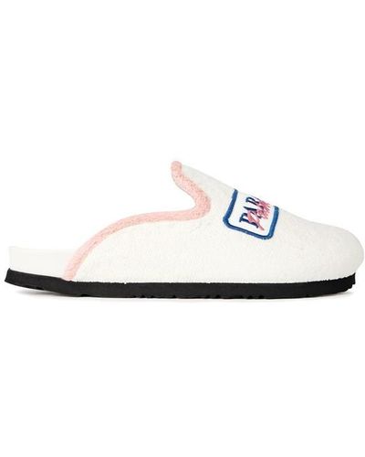 Palm Angels Patch Terry Cloth Mules - White