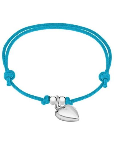 Be You Sterling Silver Cord Heart Charm Bracelet - Blue