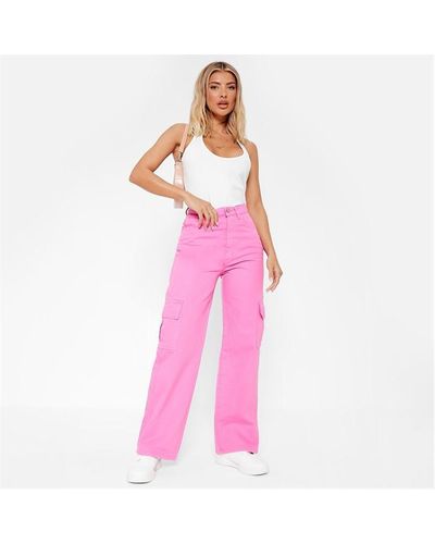 I Saw It First Pocket Detail Cargo Jeans - Pink