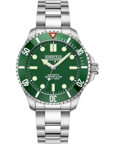 DEPTH CHARGE Stainless Steel Dial Dive Watch - Green