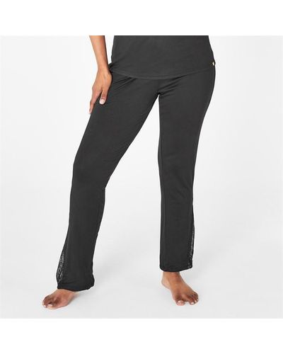 Biba Lace Trim Pyjama Trousers - Black