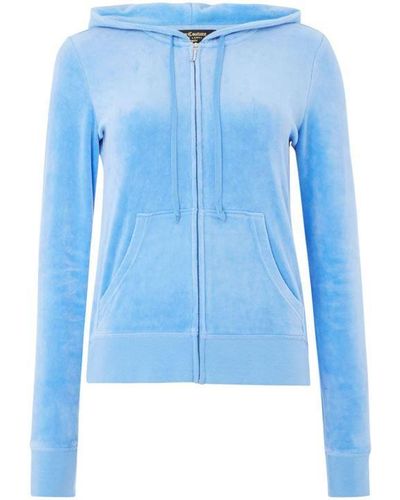 Juicy Couture Velour Aster Floral Bomber Style Jacket - Blue