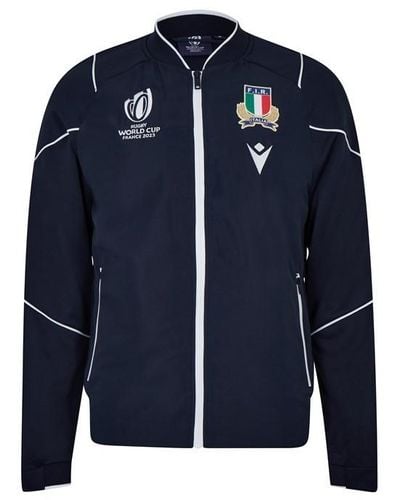 MACRON Italy Rugby Jacket 2023 2024 Adults - Blue