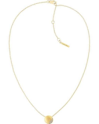 Calvin Klein Ladies Brushed Yellow Crystal Necklace - White