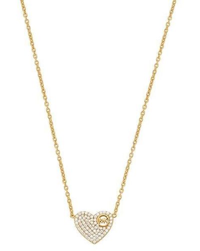 MICHAEL Michael Kors Cubic Zirconia Love Heart Pendant Necklace - Metallic