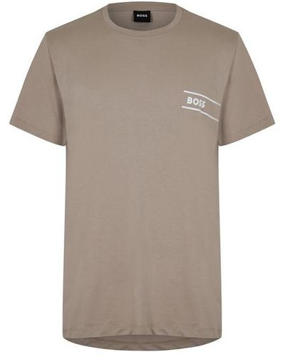 BOSS Logo Crew Neck T Shirt - Grey