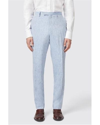 Twisted Tailor Clairmont Slim Fit Linen Suit Trouser - Blue