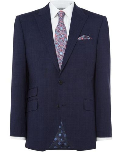 Turner and Sanderson Chatsworth Tonal Checked Suit Jacket - Blue