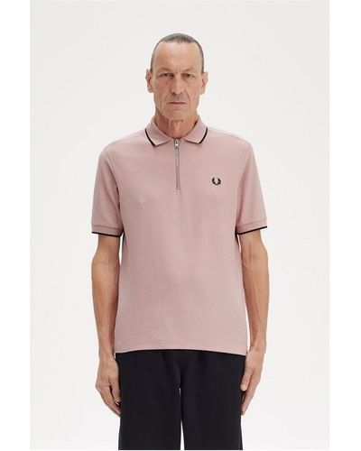 Fred Perry Fred Crepe Zip Polo Sn43 - Pink