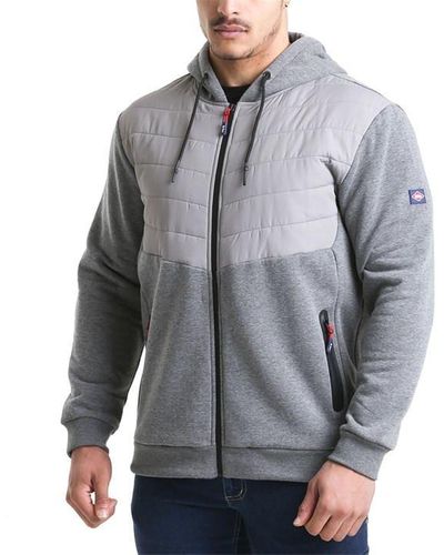 Lee Cooper Zip Through Hooded Quilted Sweat Jacket - Grey